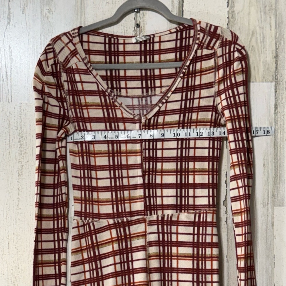 Free People Checkered V-Neck Onesie Lightweight Pajamas - Picture 5 of 12